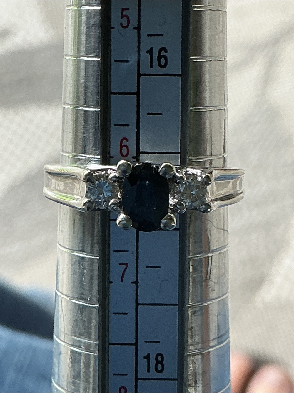 Blue Sapphire and Diamonds 14KT White Gold Ring